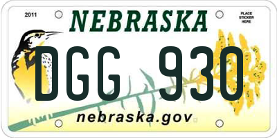 NE license plate DGG930