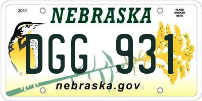 NE license plate DGG931