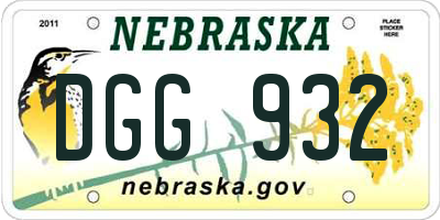 NE license plate DGG932