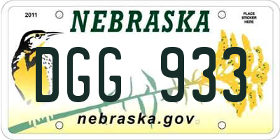 NE license plate DGG933