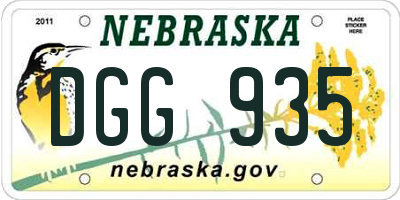 NE license plate DGG935