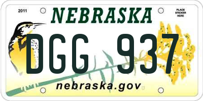 NE license plate DGG937