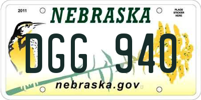 NE license plate DGG940