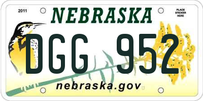 NE license plate DGG952