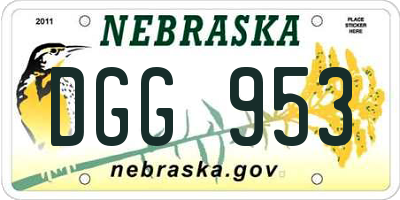 NE license plate DGG953