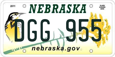 NE license plate DGG955