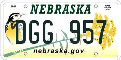 NE license plate DGG957