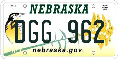 NE license plate DGG962