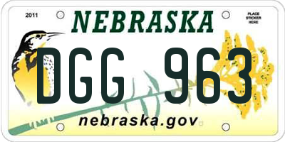 NE license plate DGG963