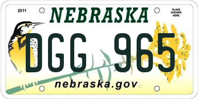 NE license plate DGG965
