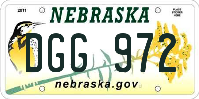 NE license plate DGG972