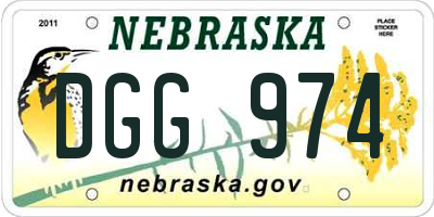 NE license plate DGG974