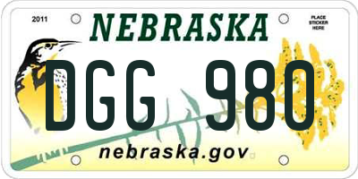 NE license plate DGG980