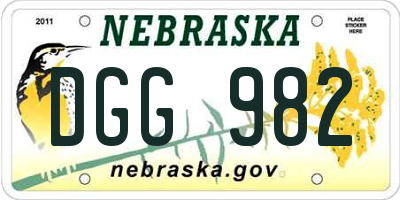 NE license plate DGG982