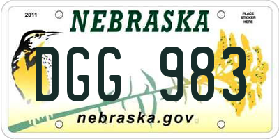 NE license plate DGG983