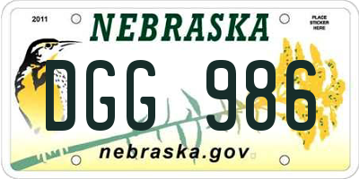 NE license plate DGG986