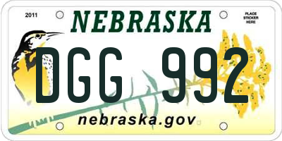 NE license plate DGG992