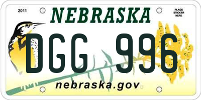NE license plate DGG996