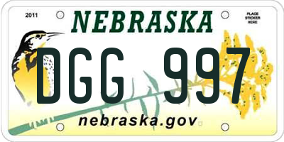 NE license plate DGG997