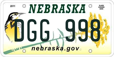 NE license plate DGG998