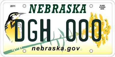 NE license plate DGH000