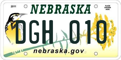 NE license plate DGH010