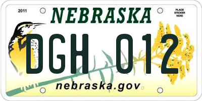 NE license plate DGH012