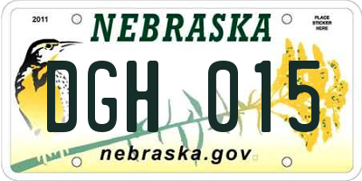 NE license plate DGH015