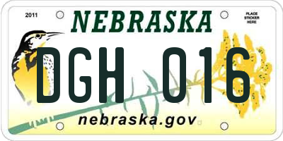 NE license plate DGH016