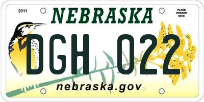 NE license plate DGH022