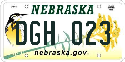 NE license plate DGH023