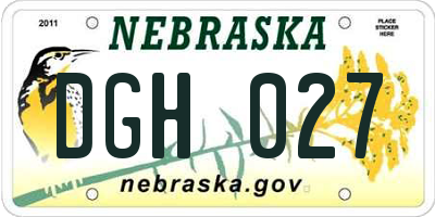 NE license plate DGH027