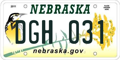 NE license plate DGH031