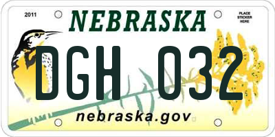 NE license plate DGH032