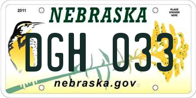 NE license plate DGH033