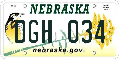 NE license plate DGH034