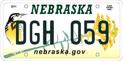 NE license plate DGH059