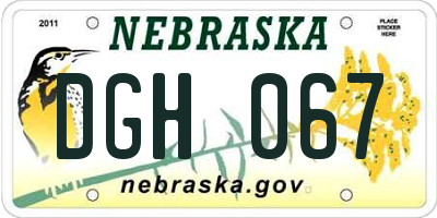 NE license plate DGH067