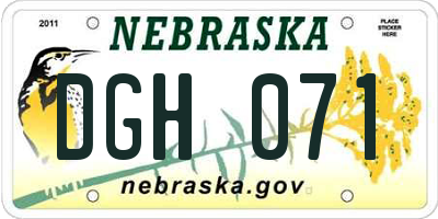 NE license plate DGH071
