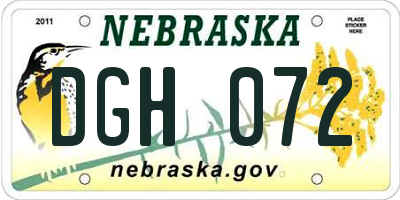 NE license plate DGH072