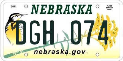 NE license plate DGH074