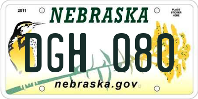 NE license plate DGH080