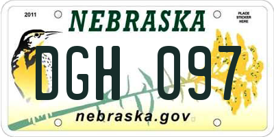 NE license plate DGH097