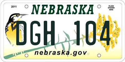 NE license plate DGH104