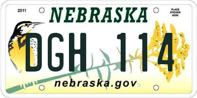 NE license plate DGH114