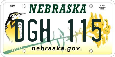 NE license plate DGH115