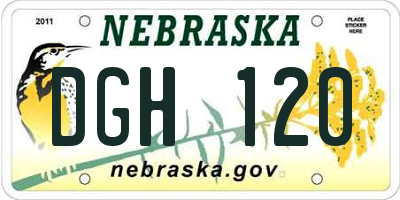 NE license plate DGH120