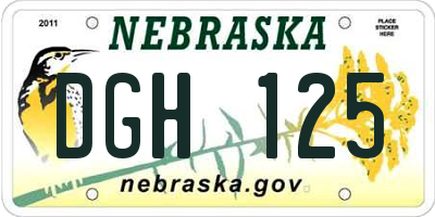NE license plate DGH125