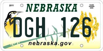 NE license plate DGH126