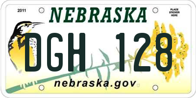 NE license plate DGH128